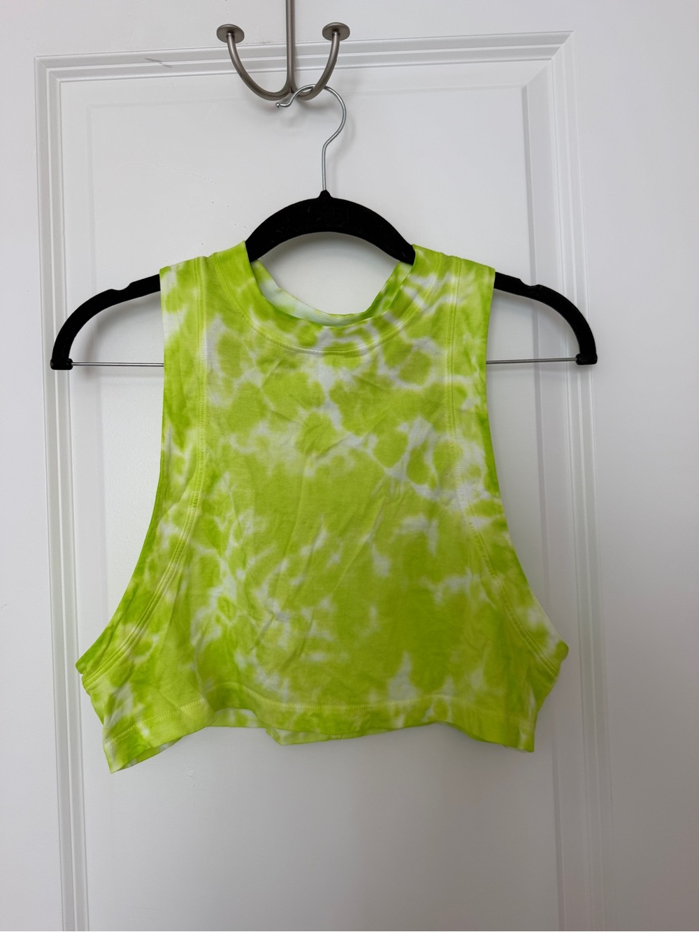 lululemon athletica Lime Green and White Tie-Dye Cropped Tank